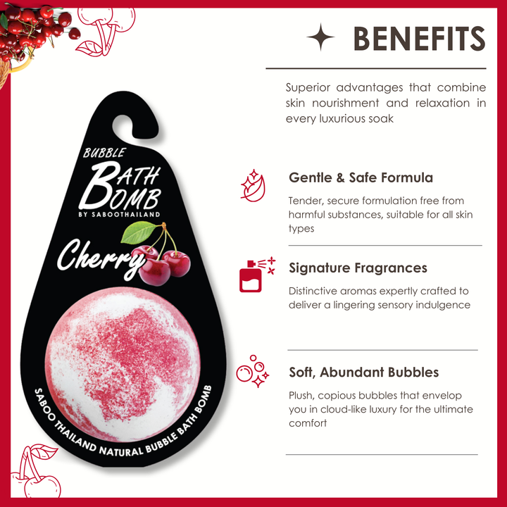 Bubble Bath Bomb - Black Package - 150g - Cherry