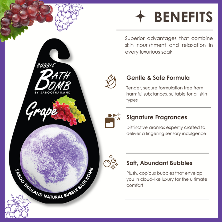 Bubble Bath Bomb - Black Package - 150g - Grape