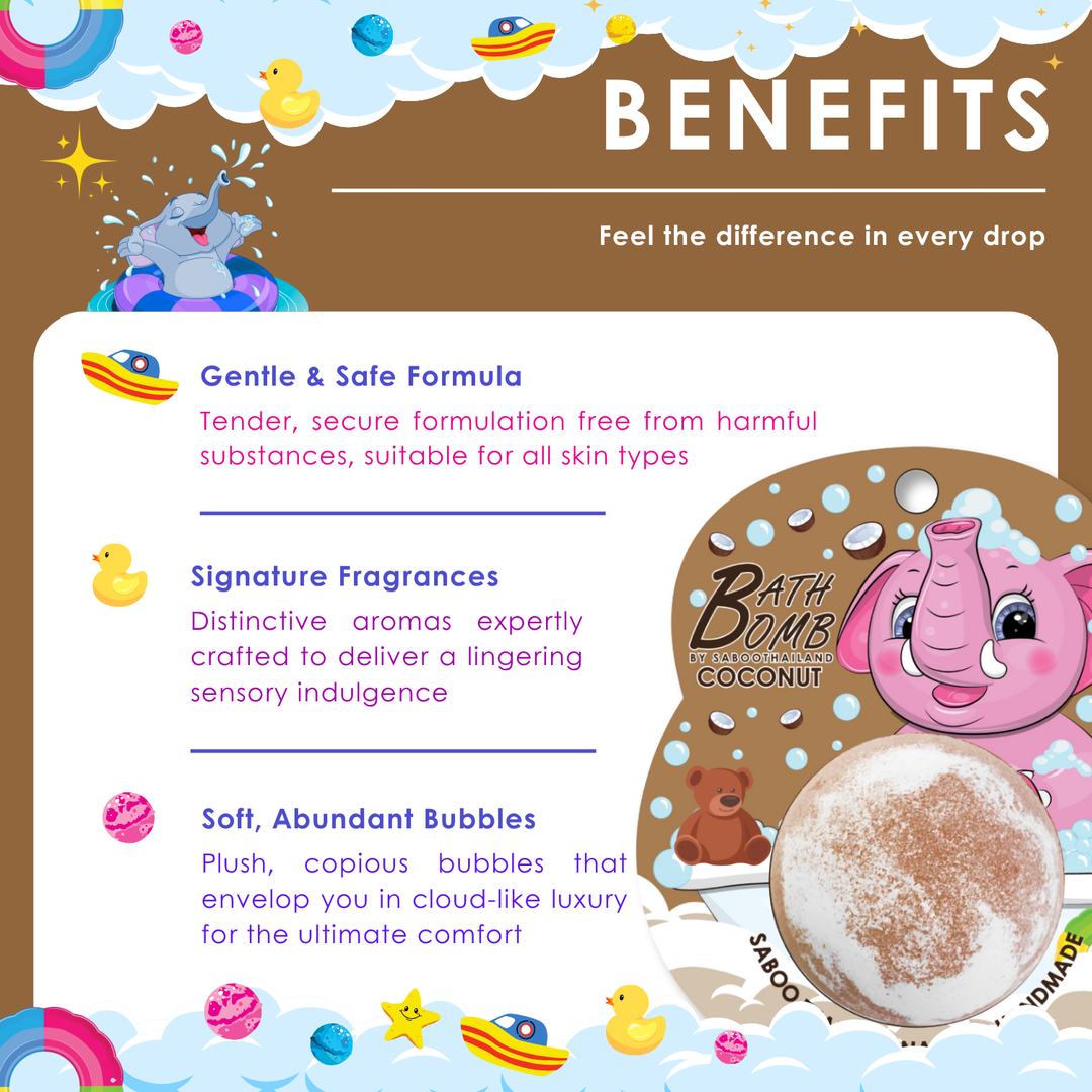 Bubble Bath Bomb - Elephant Package - 150g - Coconut