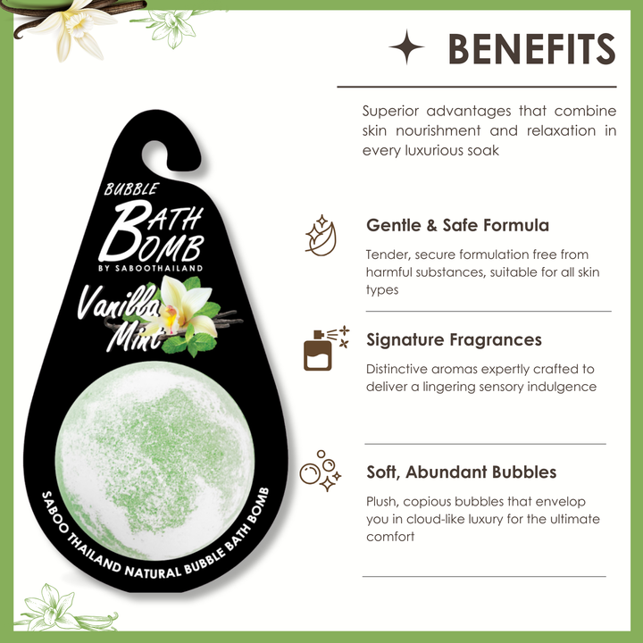 Bubble Bath Bomb - Black Package - 150g - Vanilla Mint