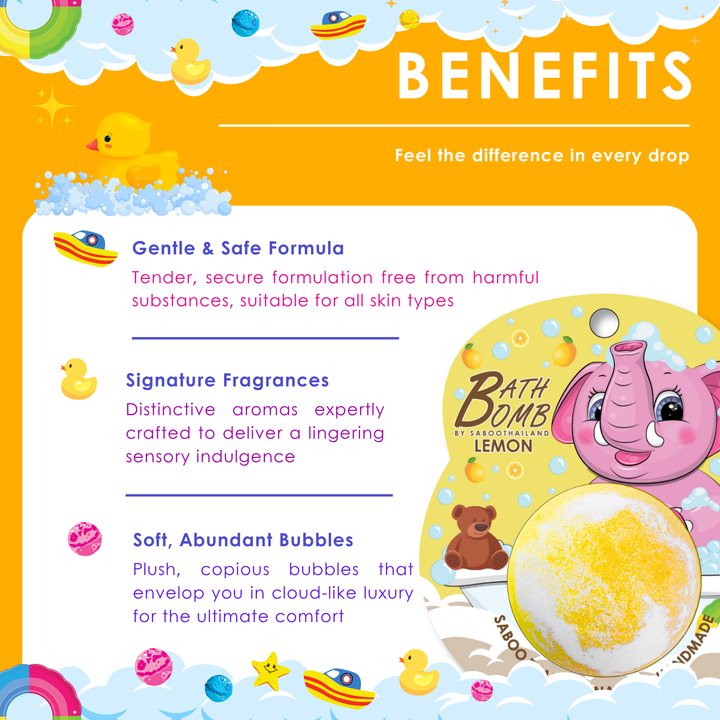 Bubble Bath Bomb - Elephant Package - 150g - Lemon