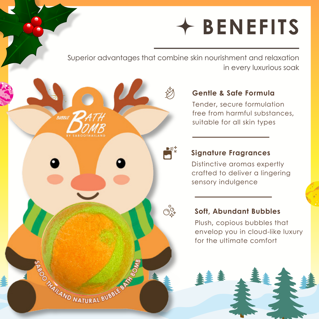 Bubble Bath Bomb - Christmas Rain Deer - 150g - Melon