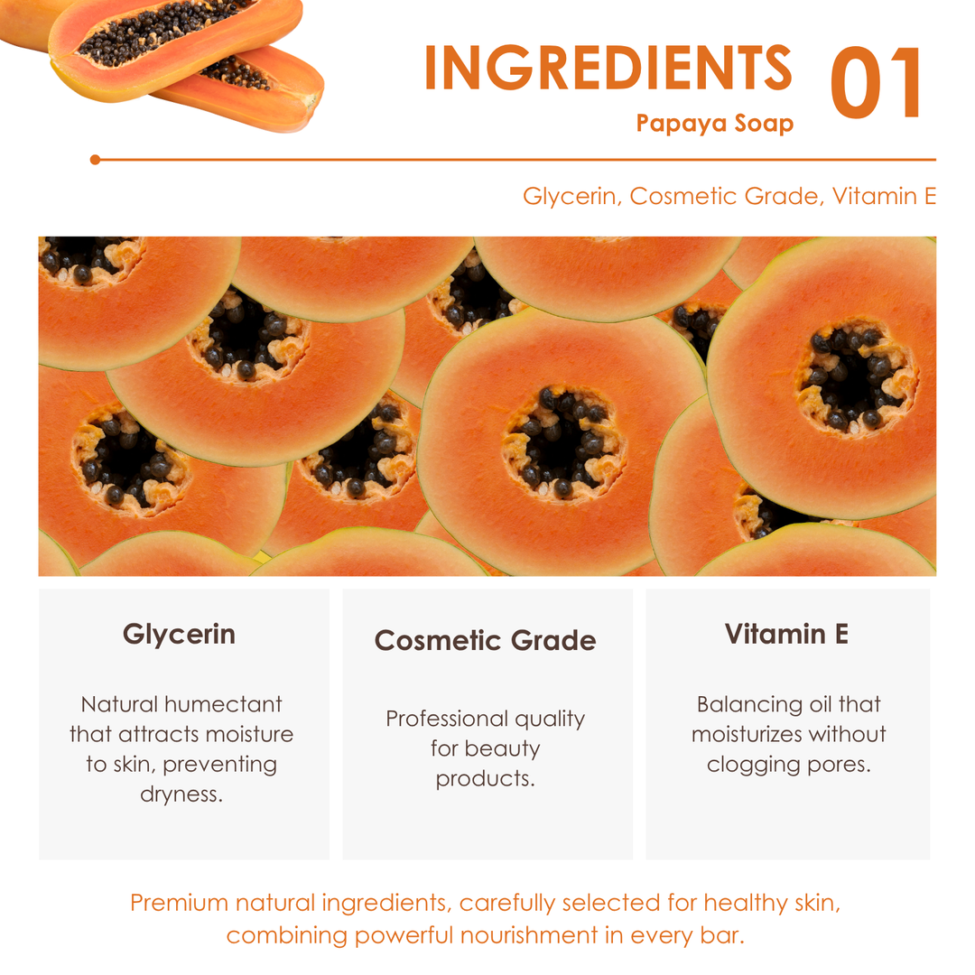Natural Soap - Square Shape - 100g - Papaya