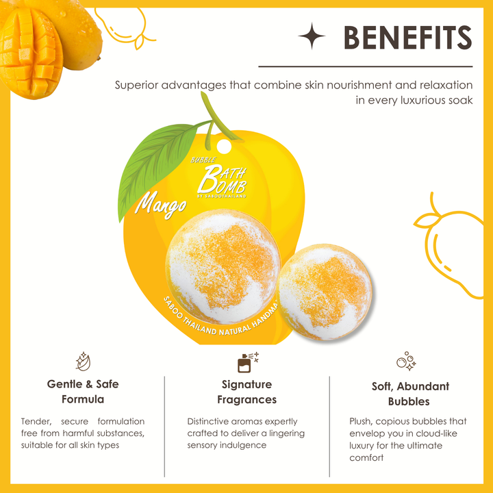 Bubble Bath Bomb - Fruit Package - 150g - Mango