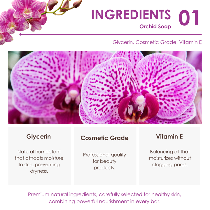 Natural Soap - Square Shape - 100g - Orchid