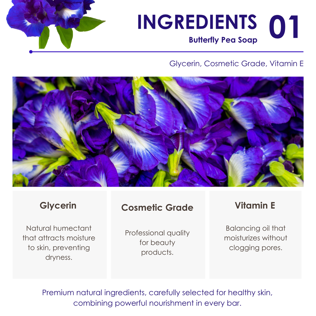 Premium Soap - Black Box Package - 100g - Butterfly Pea