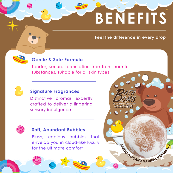 Bubble Bath Bomb - Bear Package - 150g - Coconut
