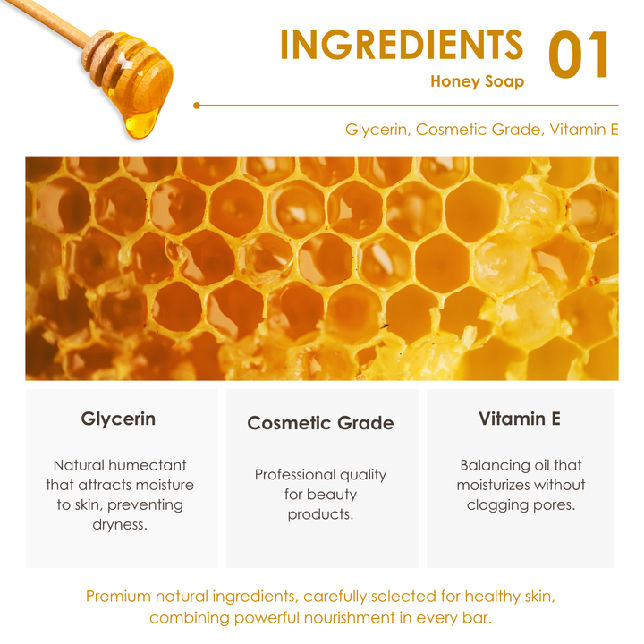 Natural Soap - Square Shape - 100g - Honey