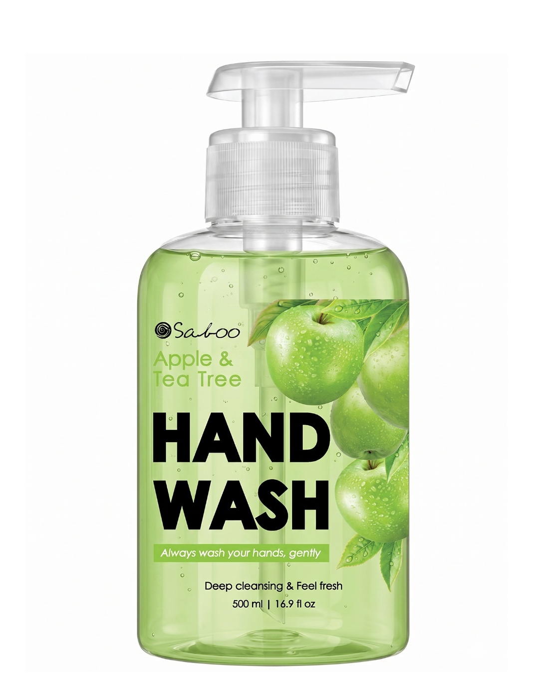 SABOO HAND WASH-500ML-APPLE & TEA TREE
