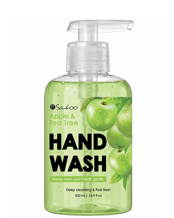 SABOO HAND WASH-500ML-APPLE & TEA TREE
