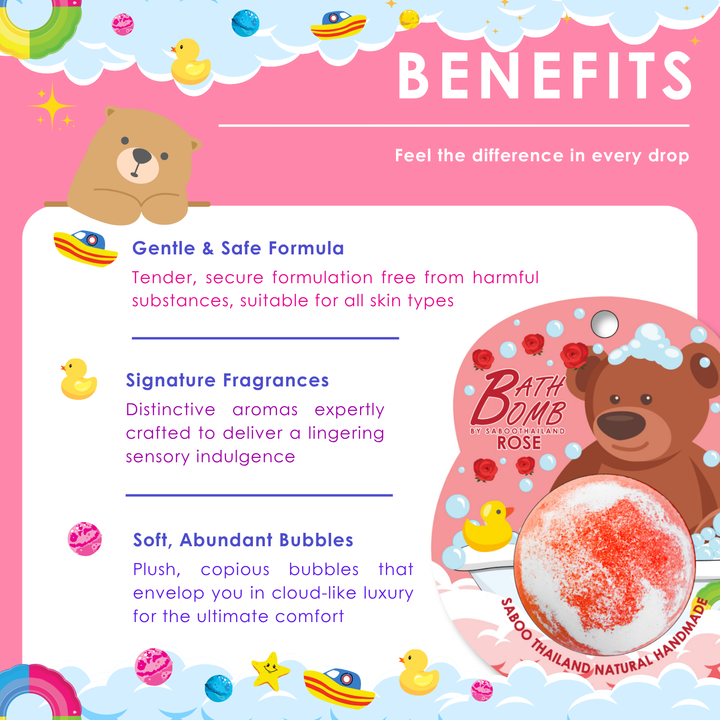 Bubble Bath Bomb - Bear Package - 150g - Rose