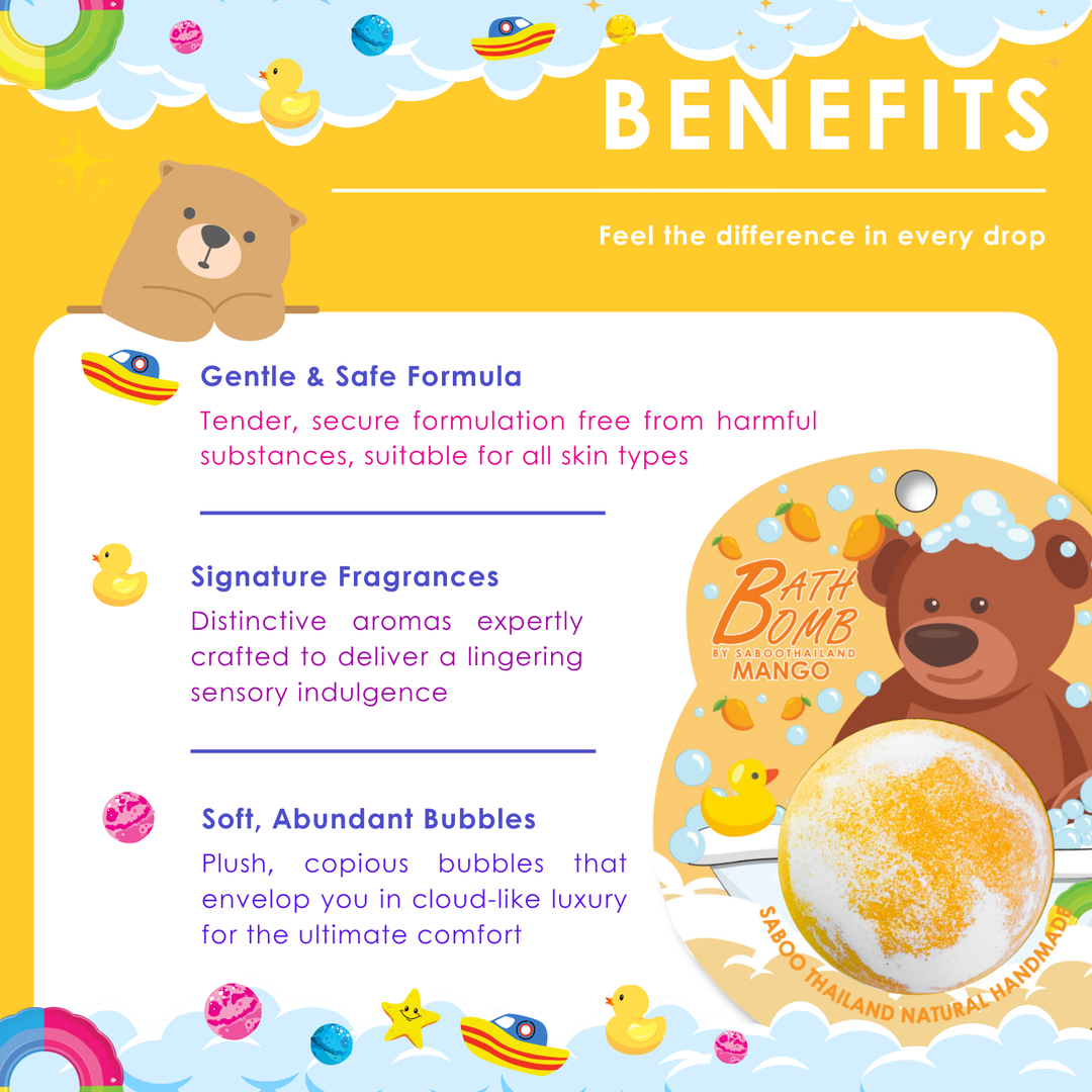 Bubble Bath Bomb - Bear Package - 150g - Mango