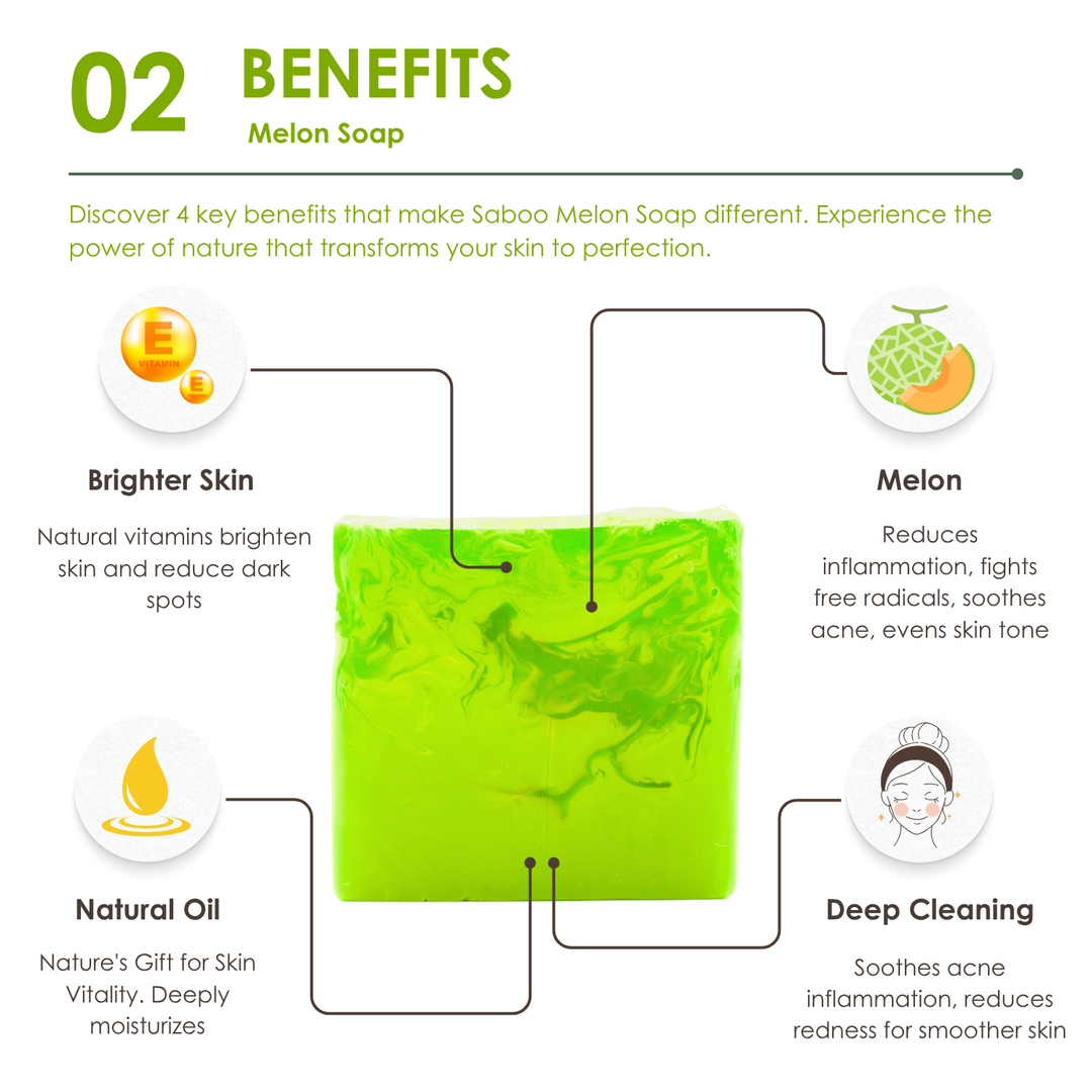 Natural Soap - Square Shape - 100g - Melon