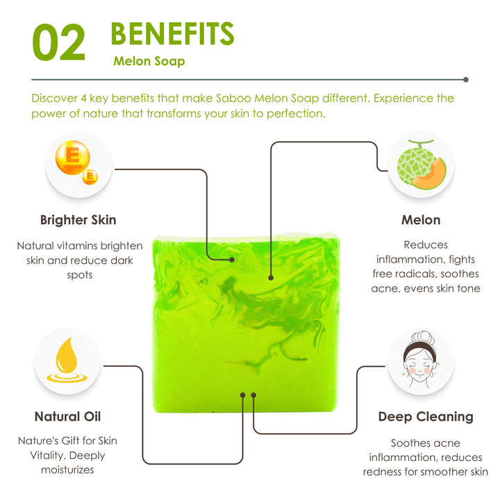 Natural Soap - Square Shape - 100g - Melon