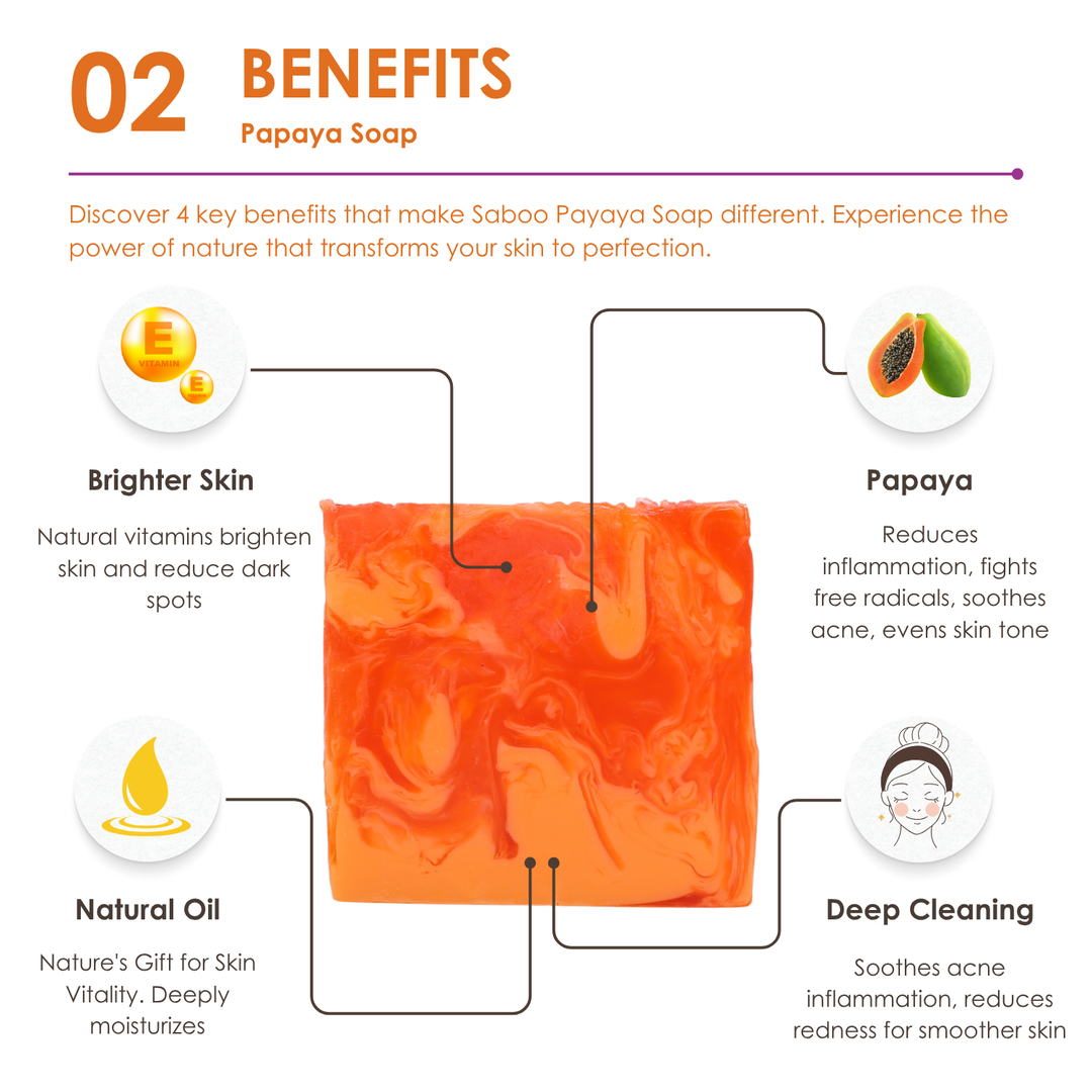 Natural Soap - Square Shape - 100g - Papaya