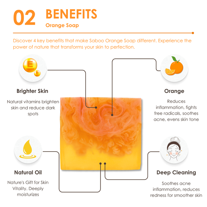 Natural Soap - Square Shape - 100g - Orange