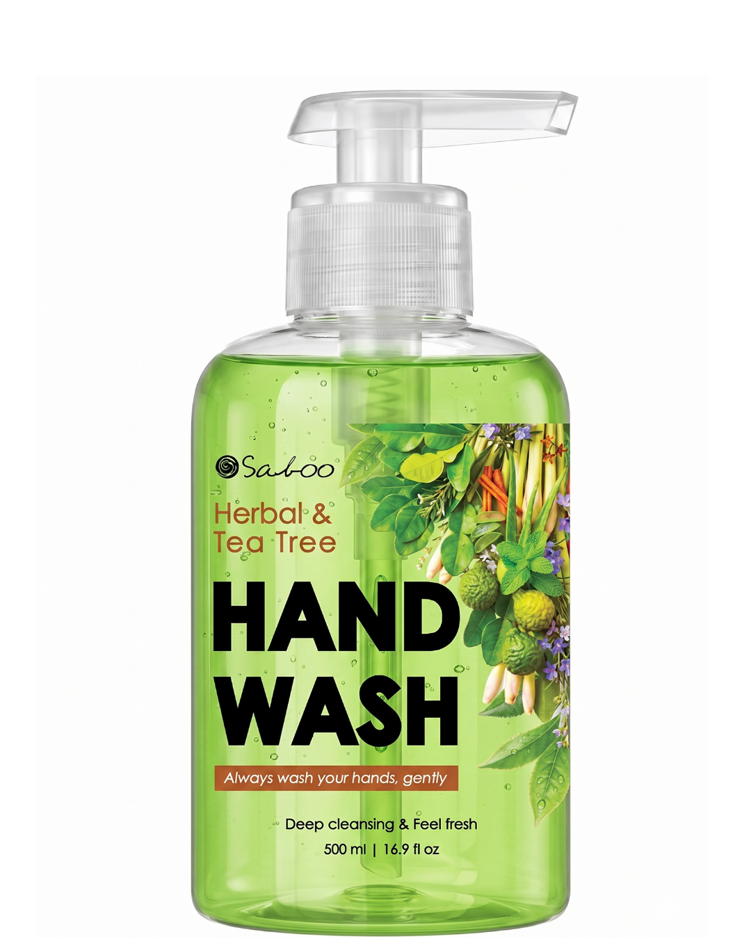 SABOO HAND WASH-500ML-HERBAL & TEA TREE
