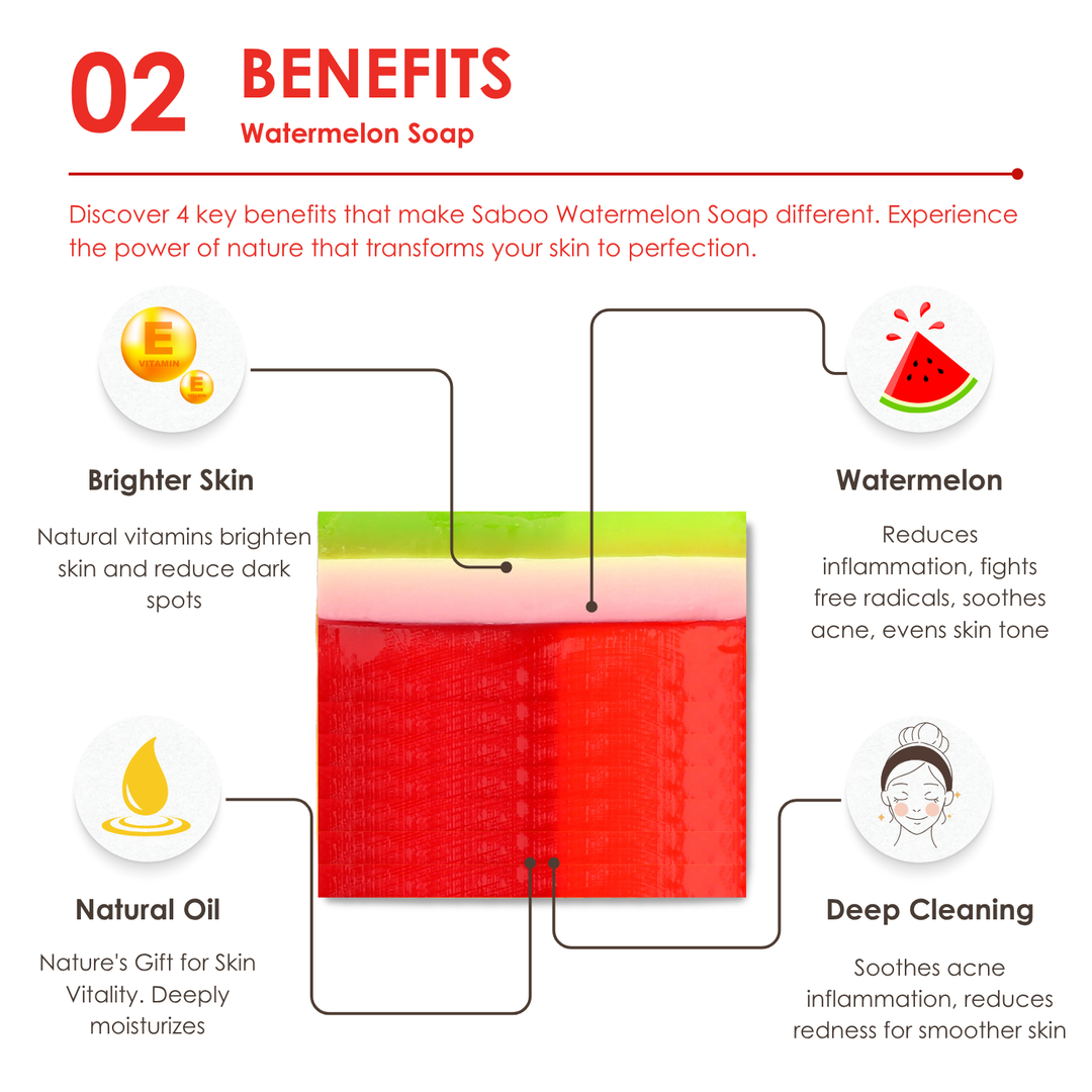 Natural Soap - Square Shape - 100g - Watermelon
