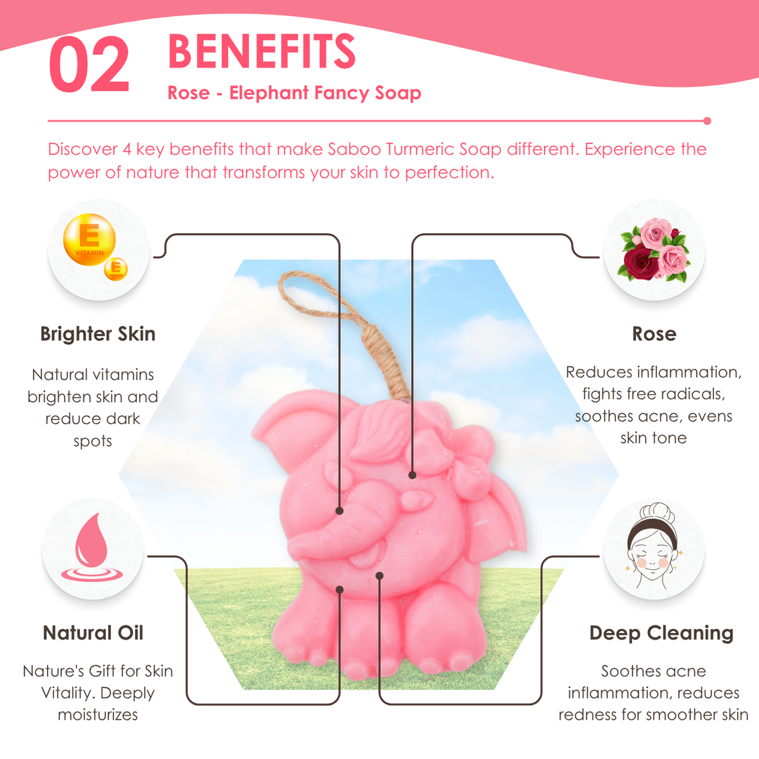 Natural Fancy Soap - Elephant - 100g - Rose