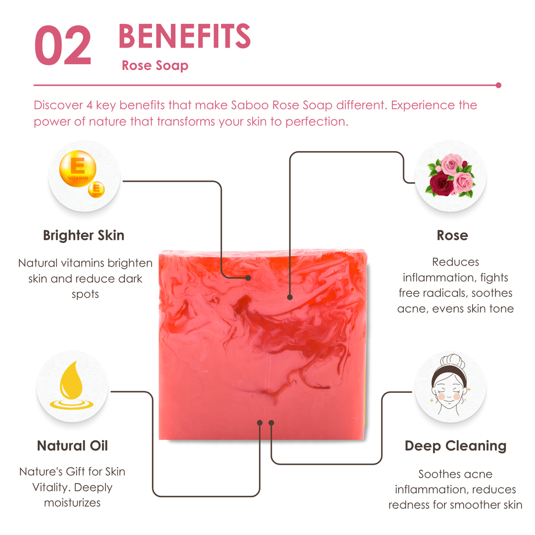 Natural Soap - Square Shape - 100g - Rose