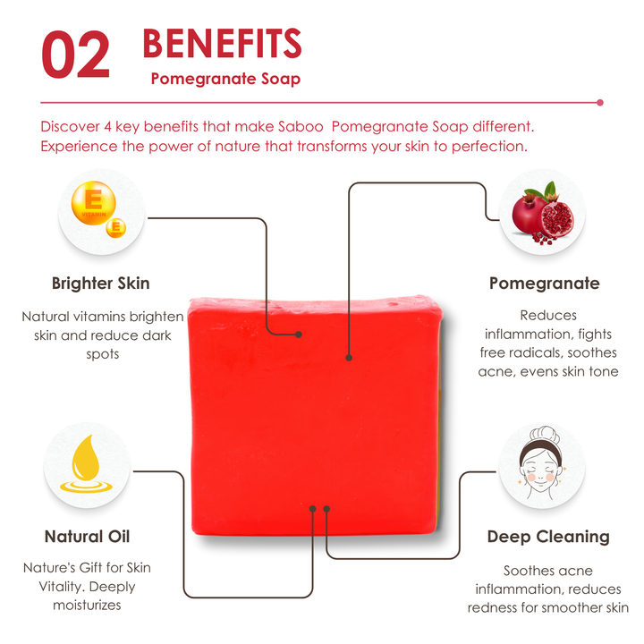 Natural Soap - Square Shape - 100g - Pomegranate
