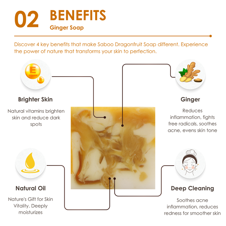 Natural Soap - Square Shape - 100g - Ginger