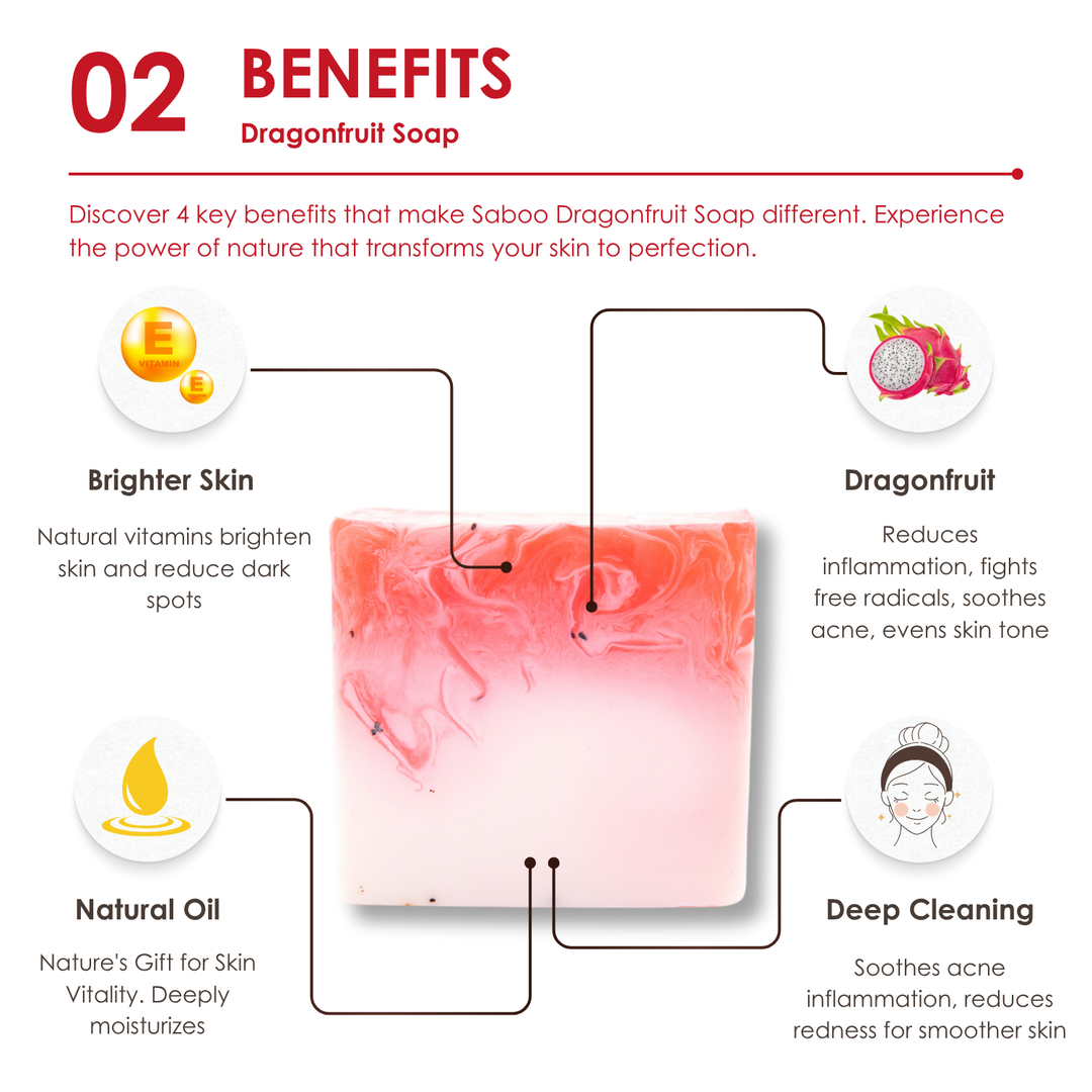 Natural Soap - Square Shape - 100g - Dragonfruit