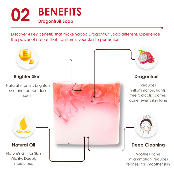 Natural Soap - Square Shape - 100g - Dragonfruit