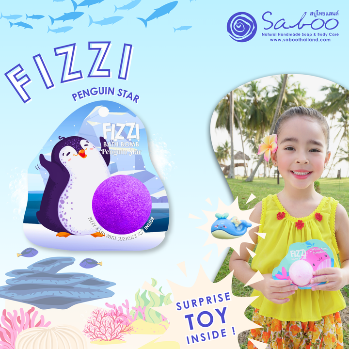 Fizzy Bath Bomb - Sea Animal Package - 100g - Penguin Star