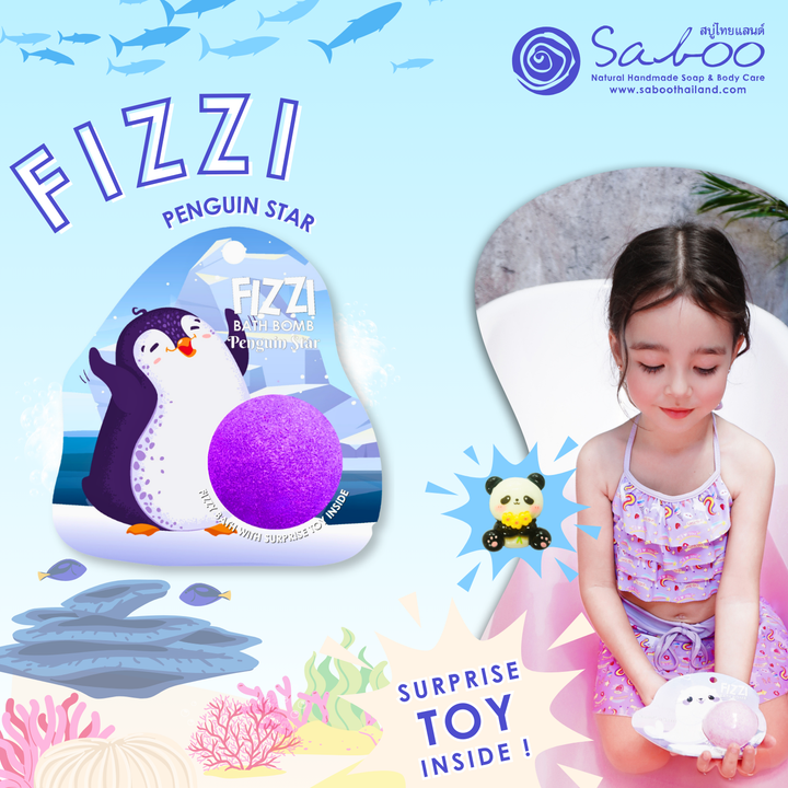 Fizzy Bath Bomb - Sea Animal Package - 100g - Penguin Star