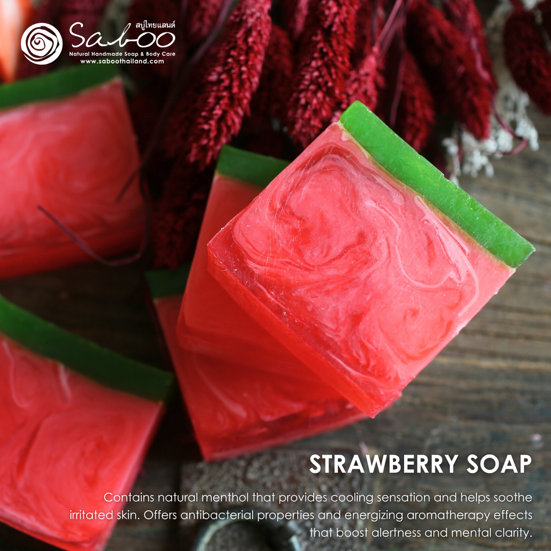 Natural Soap - Square Shape - 100g - Strawberry