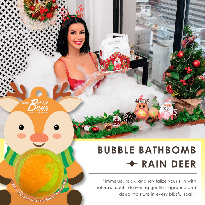 Bubble Bath Bomb - Christmas Rain Deer - 150g - Melon