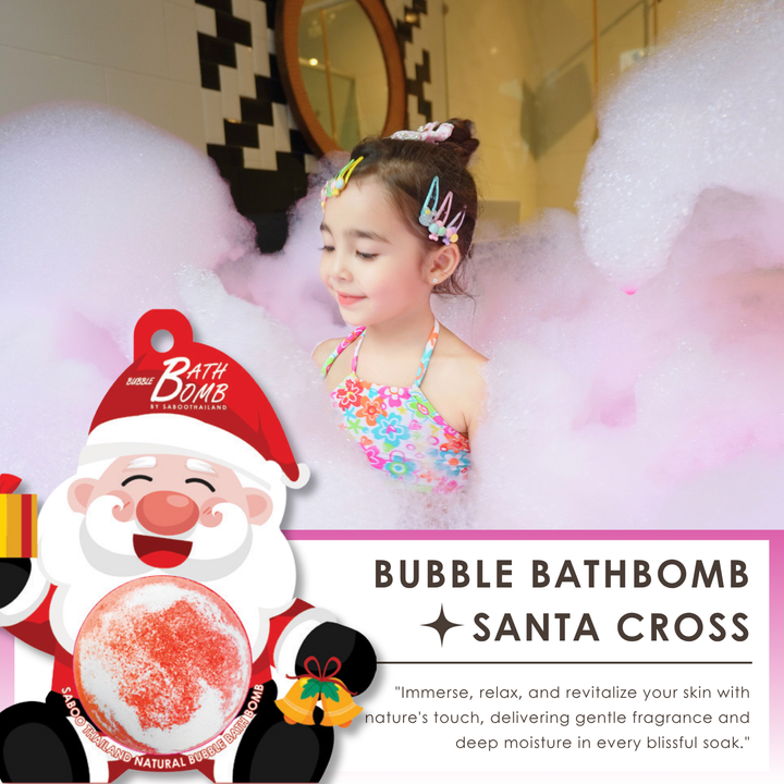Bubble Bath Bomb - Christmas Santa Cross - 150g - Rose