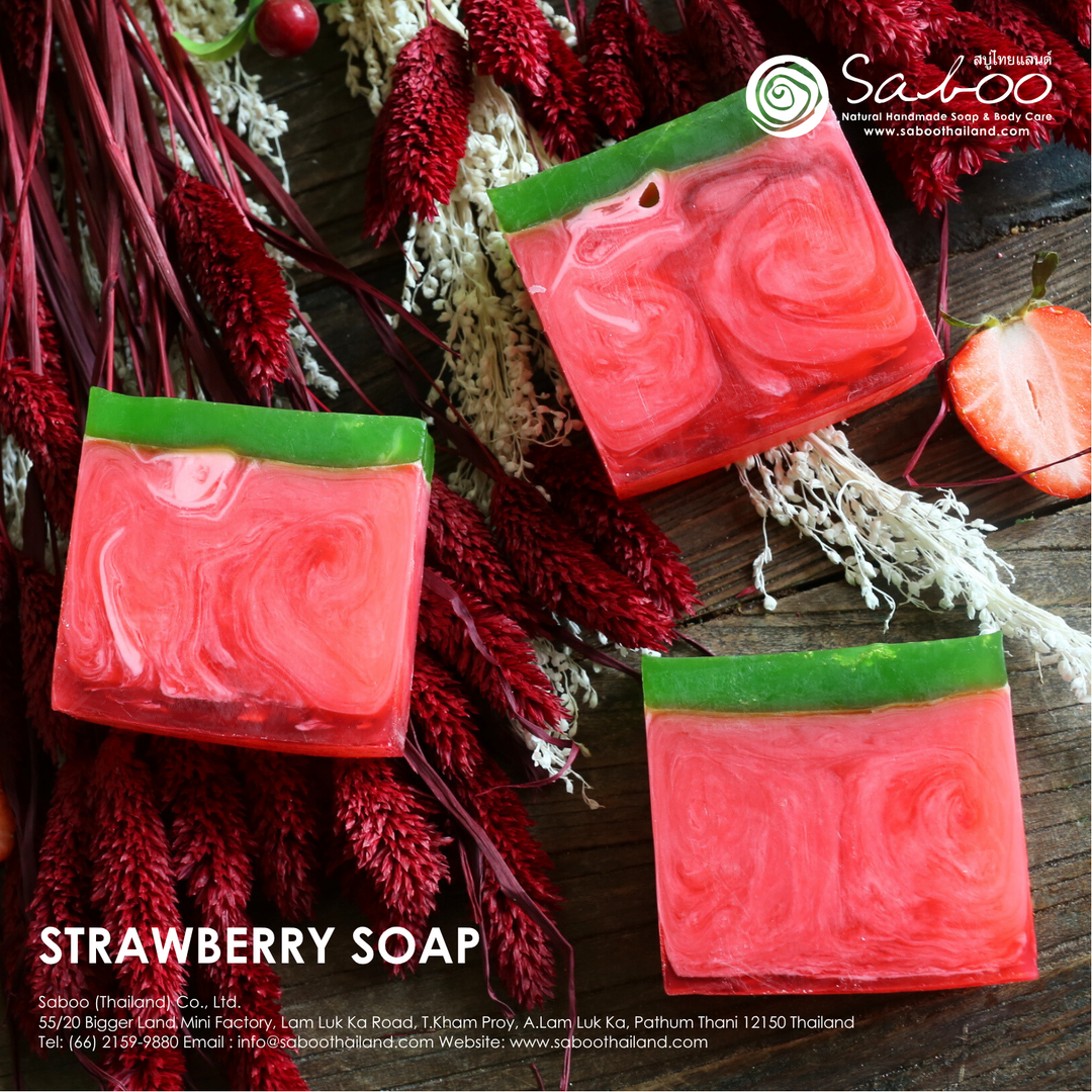 Natural Soap - Square Shape - 100g - Strawberry