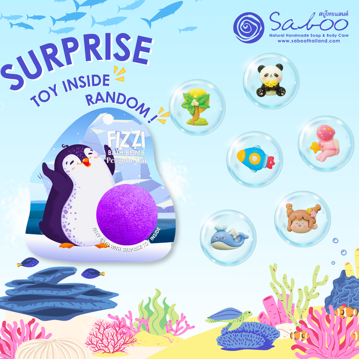 Fizzy Bath Bomb - Sea Animal Package - 100g - Penguin Star