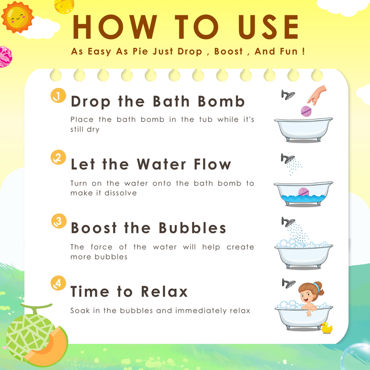 Bubble Bath Bomb - 4PCS Package - 150g - Melon