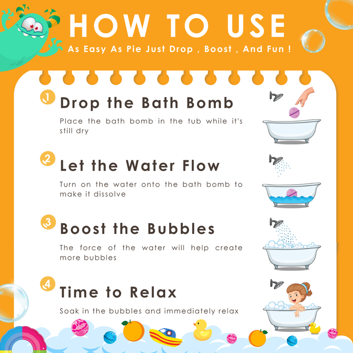 Bubble Bath Bomb - Monster - 150g - Orange