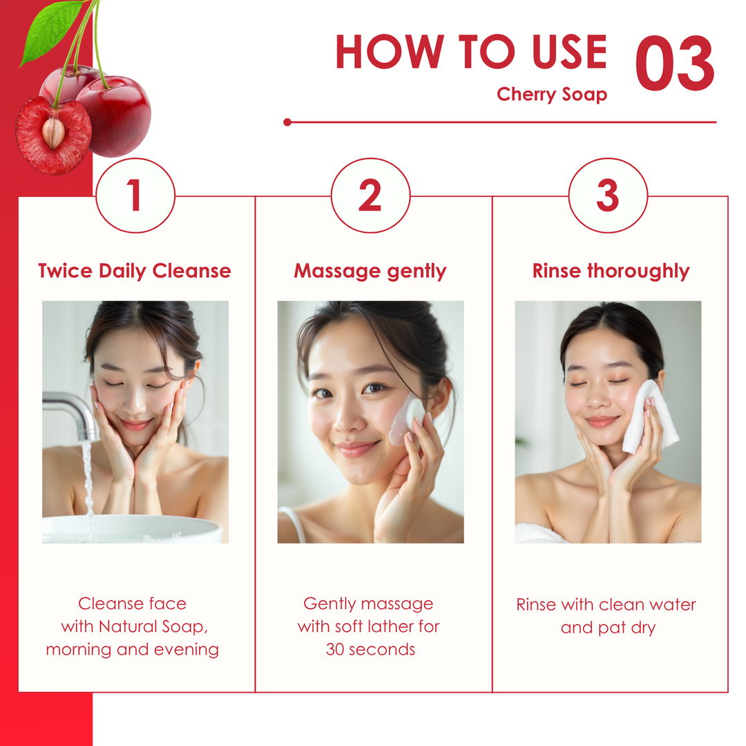 Natural Soap - Square Shape - 100g - Cherry