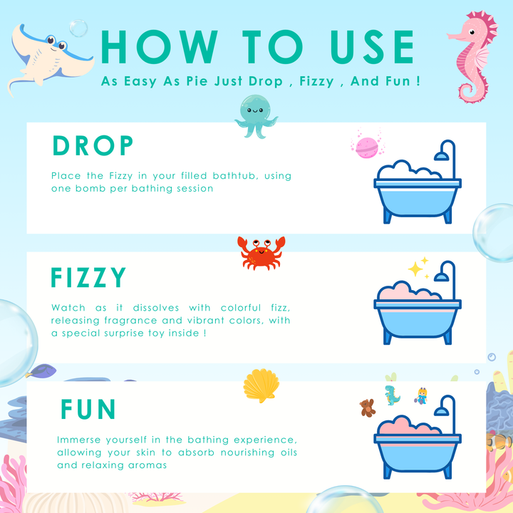 Fizzy Bath Bomb - Sea Animal Package - 100g - Stringgray Melody