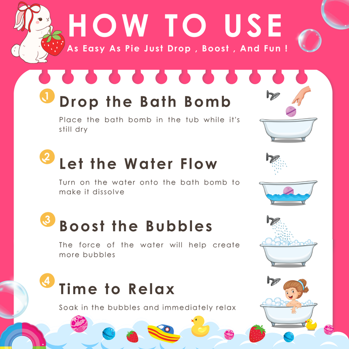 Bubble Bath Bomb - Bear Package - 150g - Strawberry
