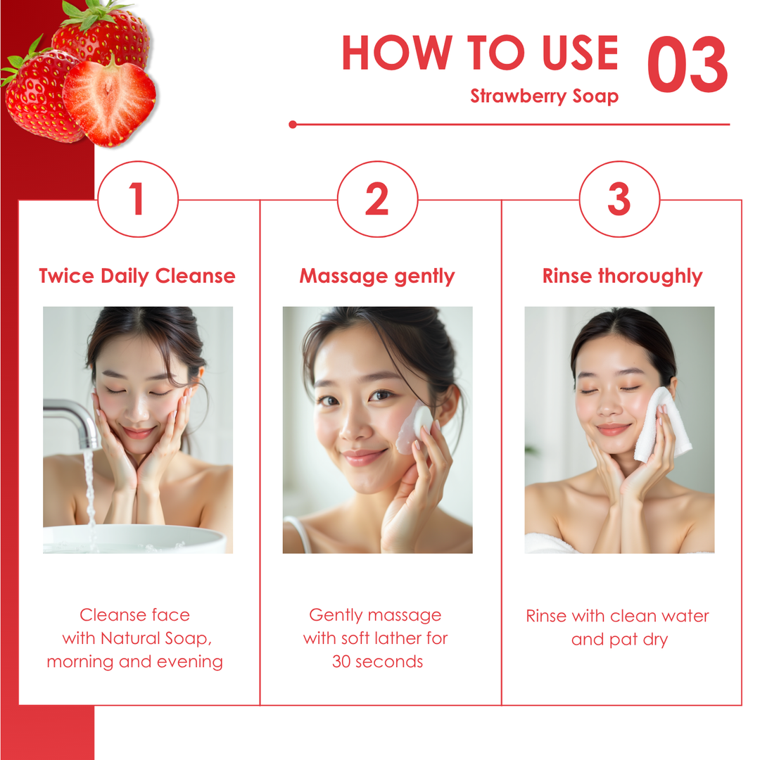 Natural Soap - Square Shape - 100g - Strawberry