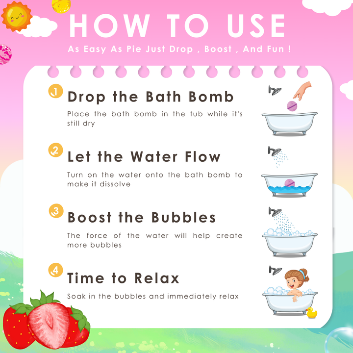 Bubble Bath Bomb - 4PCS Package - 150g - Strawberry