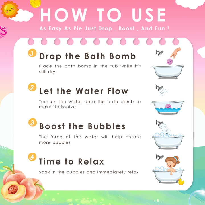 Bubble Bath Bomb - 4PCS Package - 150g - Peach