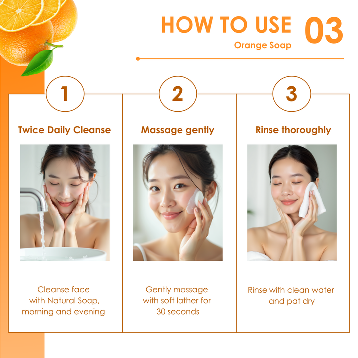 Natural Soap - Square Shape - 100g - Orange