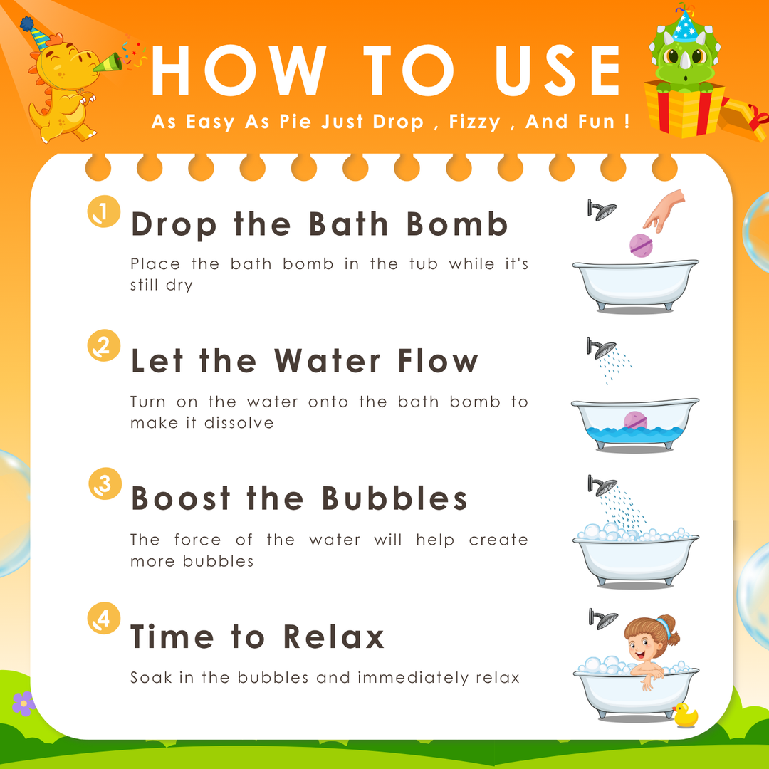 Bubble Bath Bomb - Dinosaur Package - 150g - Orange