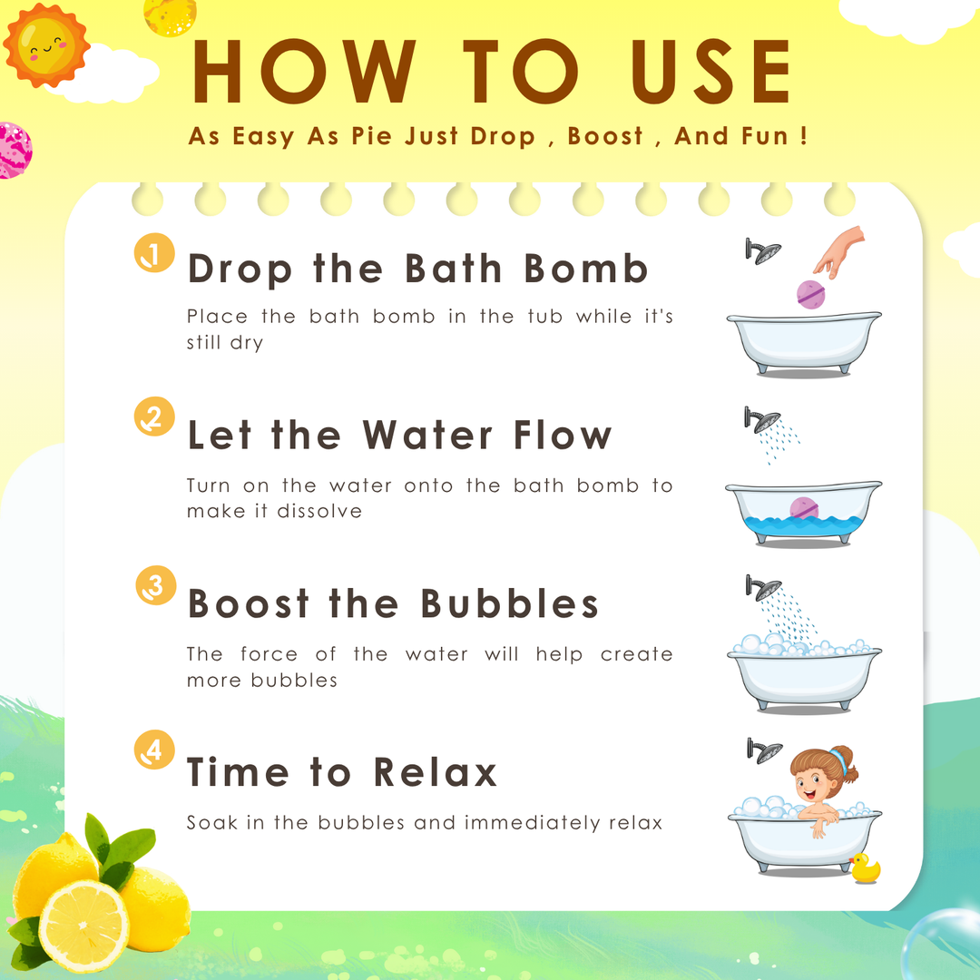 Bubble Bath Bomb - 4PCS Package - 150g - Lemon