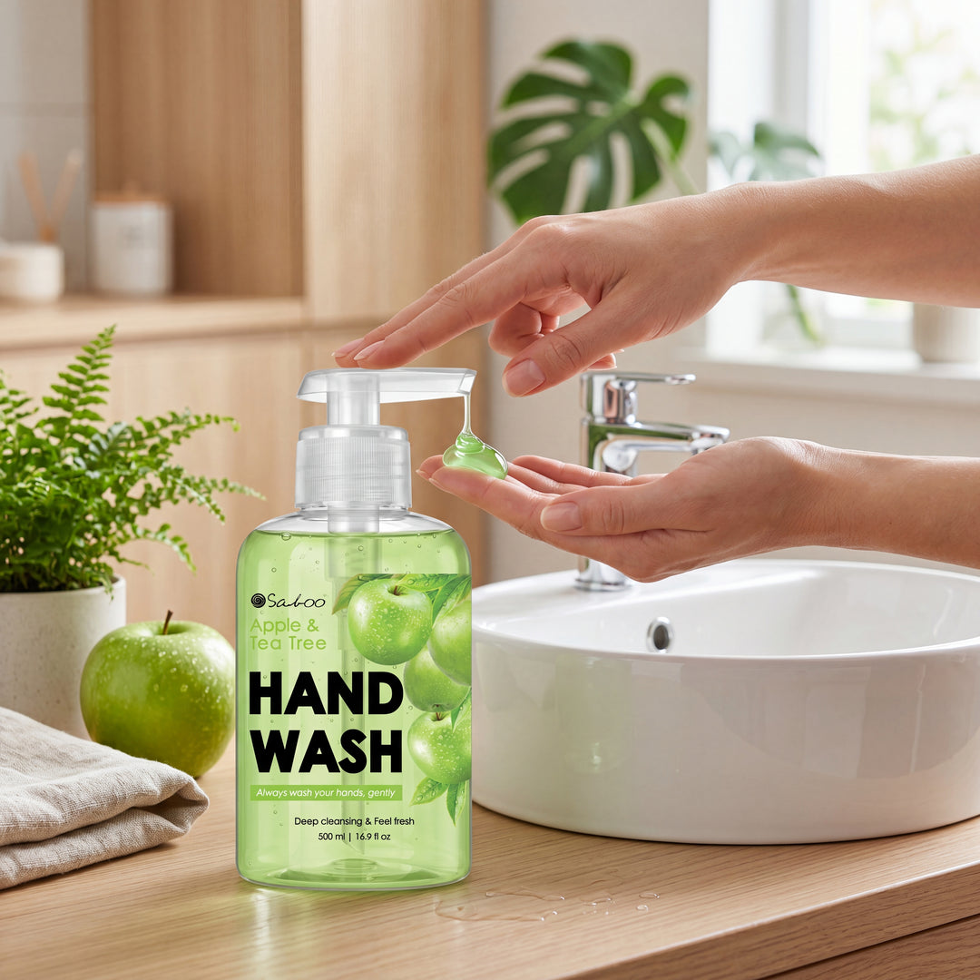 SABOO HAND WASH-500ML-APPLE & TEA TREE