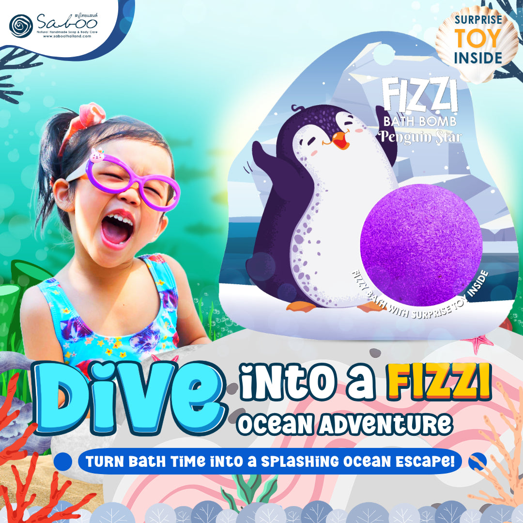Fizzy Bath Bomb - Sea Animal Package - 100g - Penguin Star