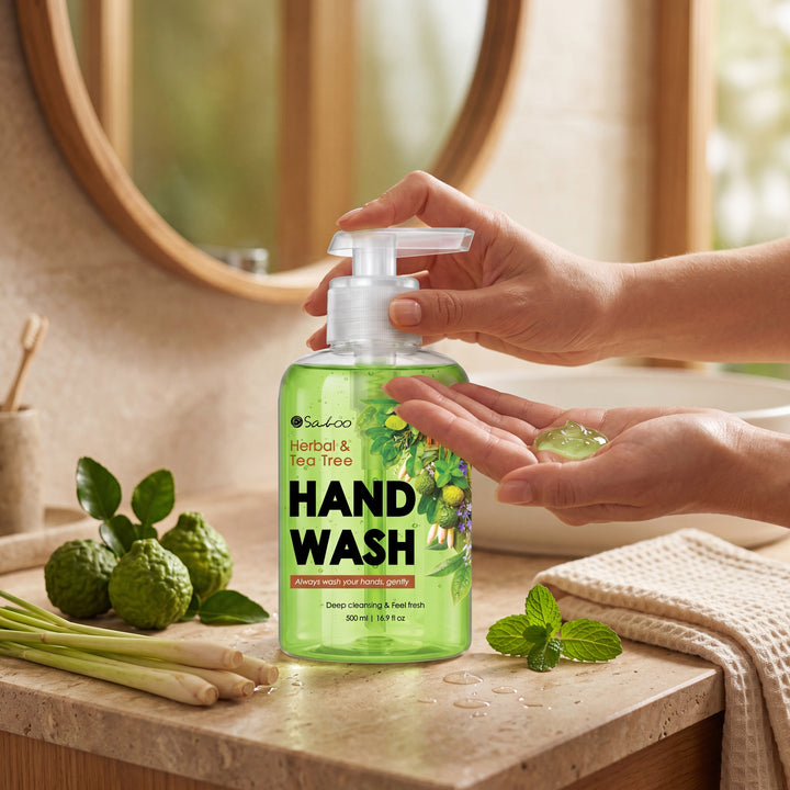 SABOO HAND WASH-500ML-HERBAL & TEA TREE